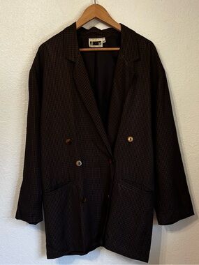 Vintage JM by Shelli Segal Plaid Double Breasted Long Line Blazer Medium